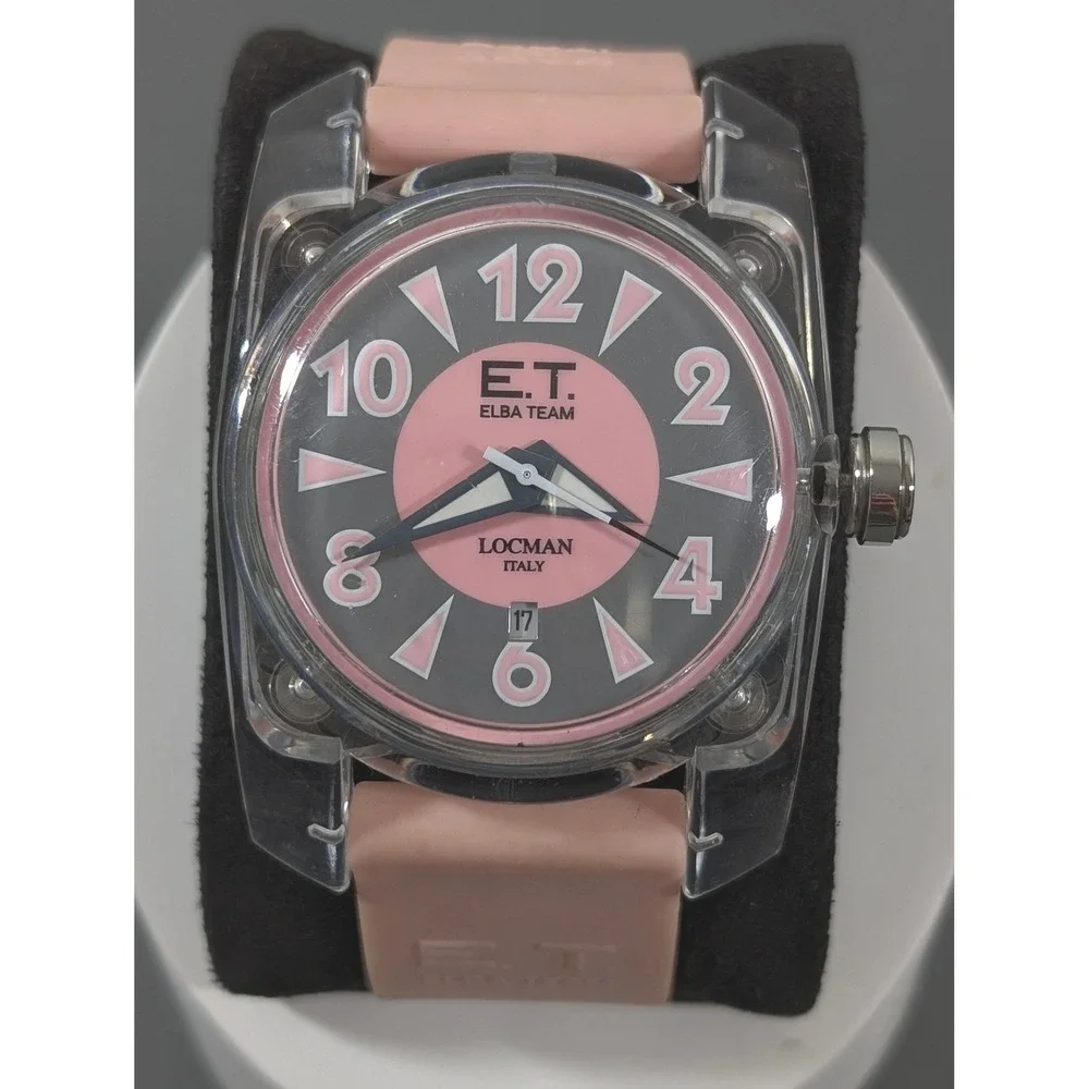 Locman Italy Elba Team Watch Pink Silicone Band Working Date New Battery 8